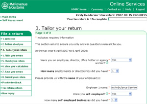 tax return screen